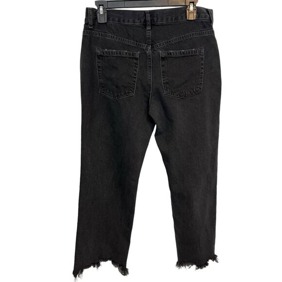 Free People We The Free 27 Black Distressed Frayed Mid Rise Maggie Straight Jean - Picture 10 of 15